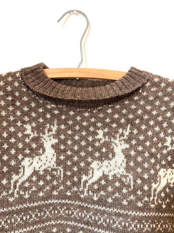 100% Wool Vintage Reindeer Sweater/Small - image 4