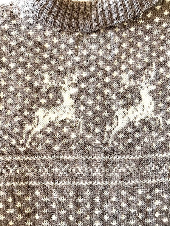 100% Wool Vintage Reindeer Sweater/Small