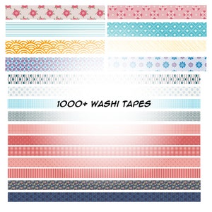 1000+ Digital Stickers Washi Tape | Plain | Patterned | Checkered | Floral | GoodNotes Notability OneNote | Washi clipart | Digital Planner