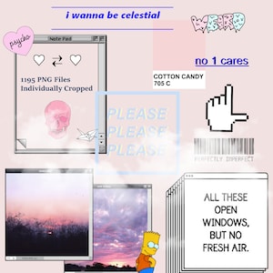 1195 IG Aestheitc Y2K Digital Stickers Pre-Cropped Canvas Design
