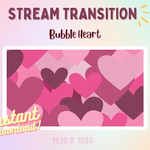 Pink Heart Bubble Stinger Transition, Animated Scene Stream Transition, Cute Transition, for streamer Twitch/Youtube/etc