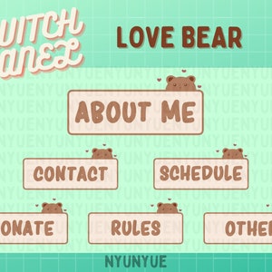 40+ Love Bear Cute Panels for Twitch, Cute Bear Panel for Streamer, Cute Twitch Panel