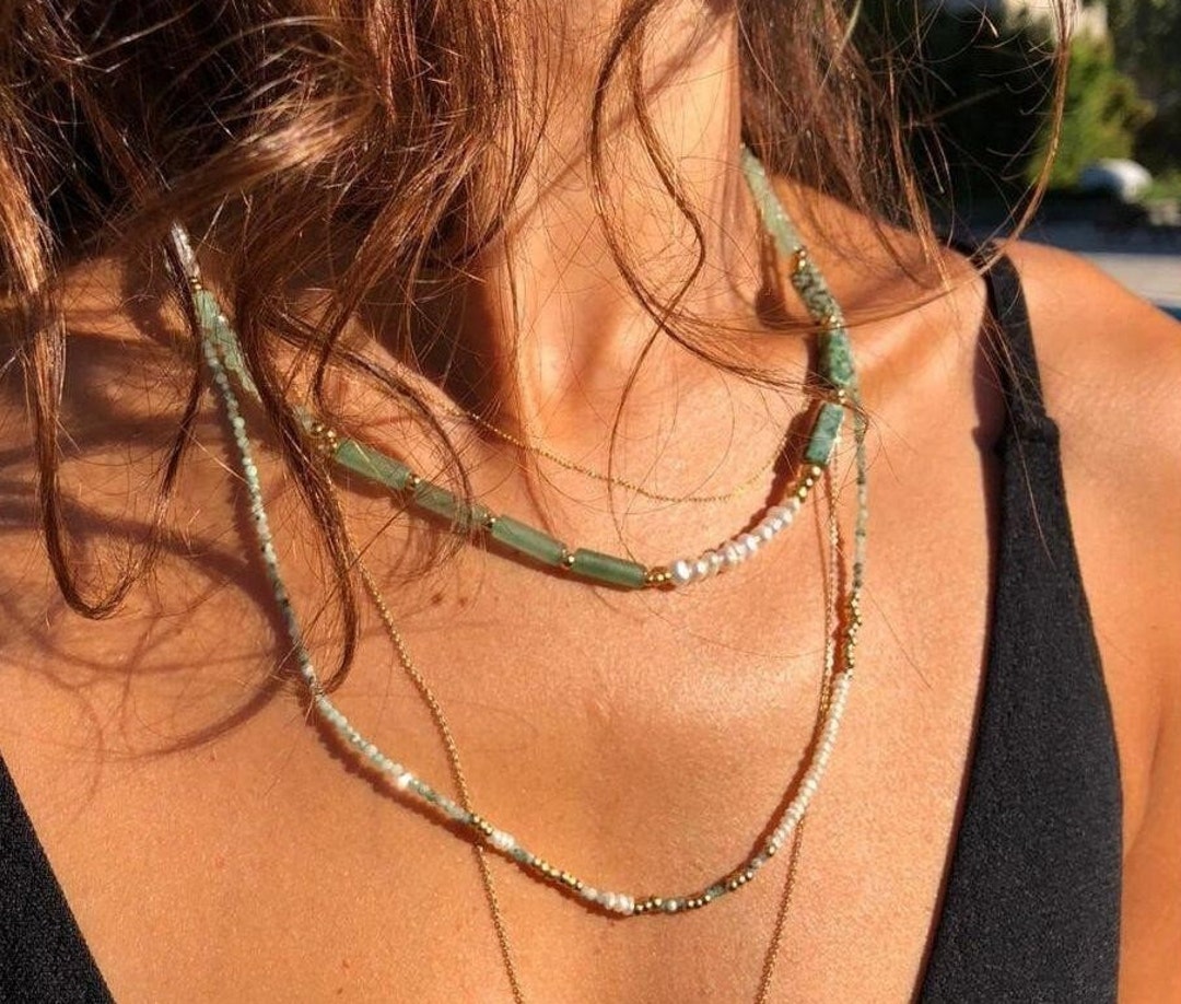 Beaded Boho Choker Necklace, Dainty Boho Choker in Colors, Beaded