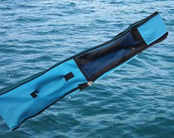 Bolsa azul para aletas de buceo con compartimento interno para máscara: equipo esencial para hacer snorkel