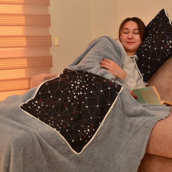 Manta acolchada convertible: combinación de almohada y manta para acampar, viajar y disfrutar de una comodidad acogedora