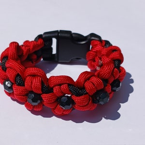 Red and Black 3D Flower paracord Bracelet, anklet