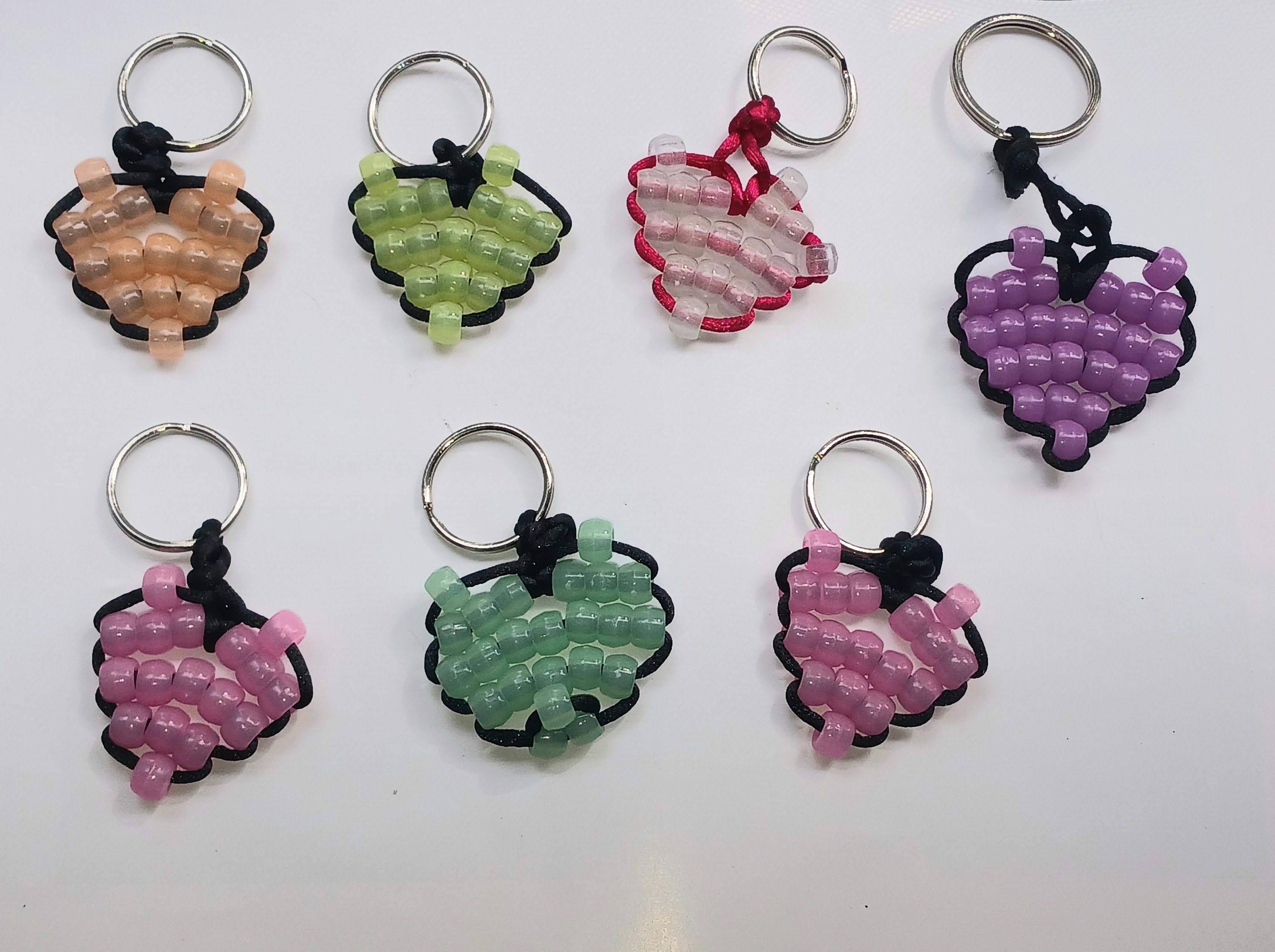 Xpresssionz Valentine Heart keychain-Heart Shape Pony Bead keychain-Heart Keychain Tag-Pony Bead Heart Travel Tag- Heart Luggage label-heart Bag ID-Love