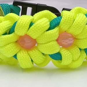 Floral paracord bracelet-Flower paracord wrist band-3D Paracord flower bracelets-emergency paracord bracelet-Flower Girl paracord anklet Yellow & Green