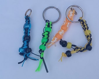 Plastic Lanyard string Keychain Tag, Lanyard travel tag, dual color luggage label, double color personal bag ID, macrame traveler tag, key