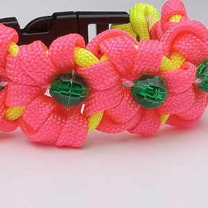 Floral paracord bracelet-Flower paracord wrist band-3D Paracord flower bracelets-emergency paracord bracelet-Flower Girl paracord anklet Pink & Yellow