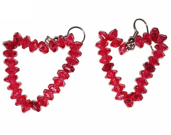 Heart shaped Angel bead earrings-Heart drop earrings-Beaded heart earring-Angel bead earrings- Beaded heart earring- Heart earring-Hook Ear