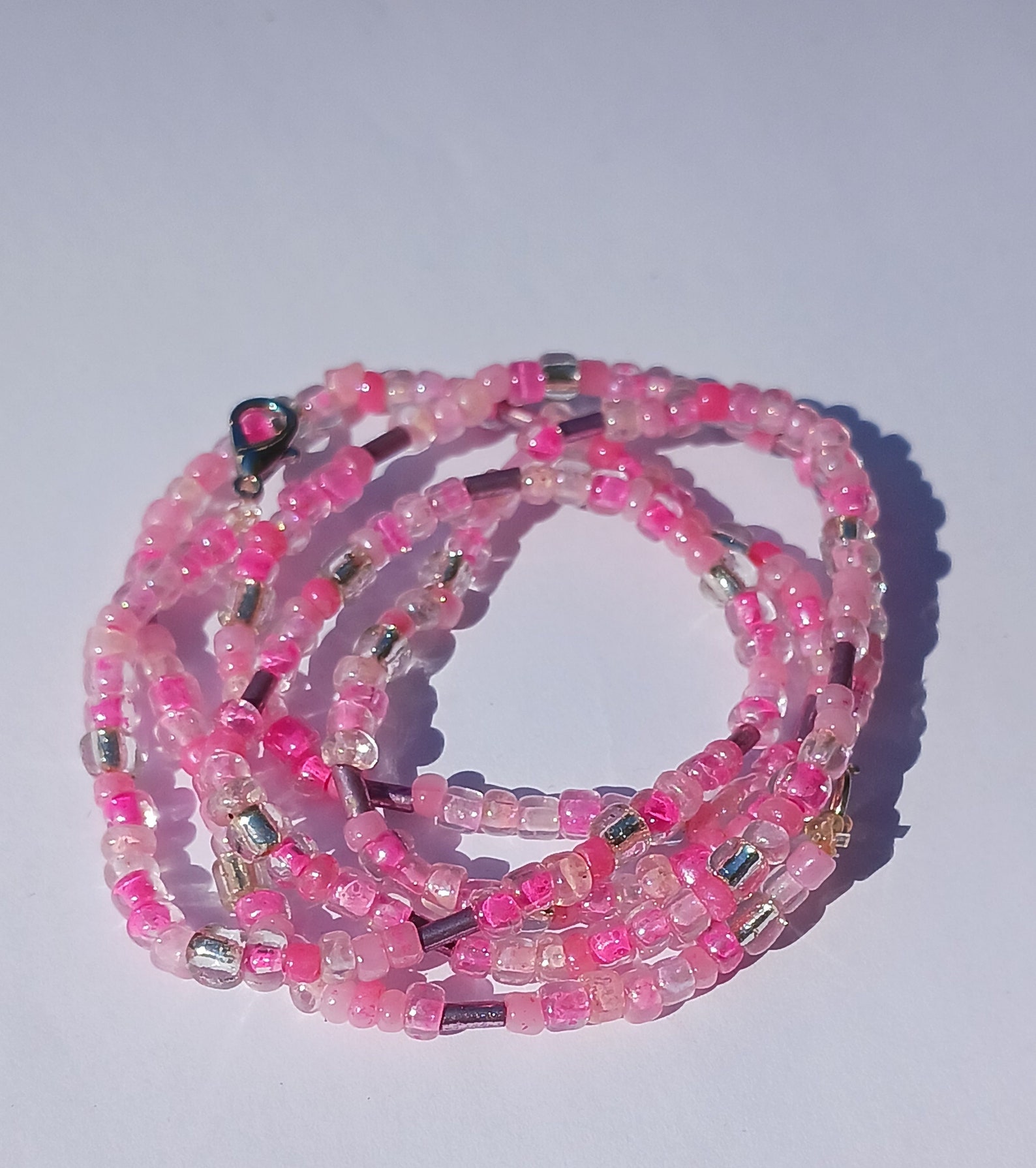 Pink Waist Beads, Pink Belly Chains, Pink Body Jewelry, Summer Body