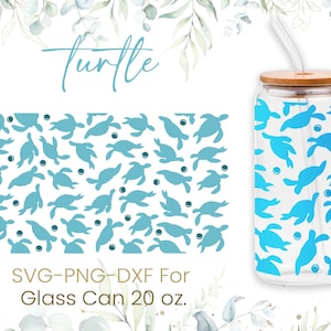 20oz Turtle Libbey Glass Can Svg, Turtle Print Glass Can Wrap Svg, Sea Turtle Svg, Coffee Glass Can Svg,Libbey Wrap Svg,Png Files,Cricut