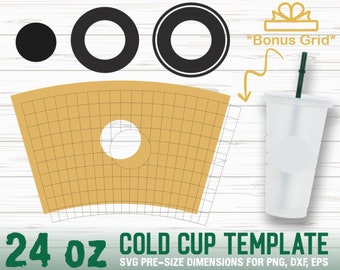24oz Cold Cup Template Svg, Venti Template Svg, Pre-size for Venti Cold Cup 24oz Template, Cold Cup Template, Svg Png Eps Dxf