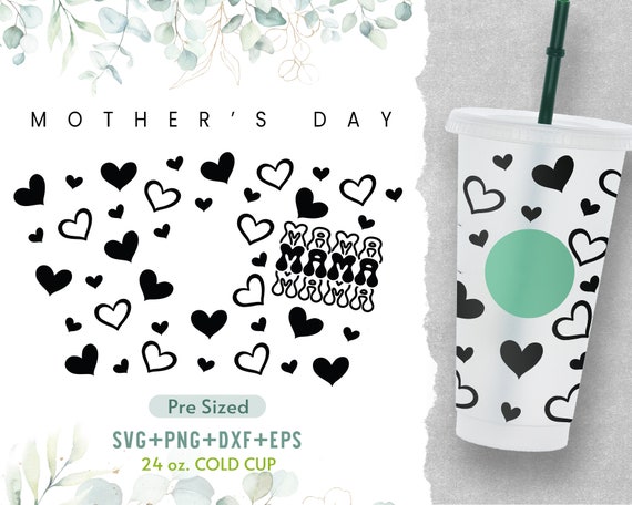 24oz Groovy Mama Sbux Cold Cup Svg, Mother's Day Wrap Svg, Flower Wrap Svg, Pre Sized Cold Cup, Eps Svg Dxf Png Files, Instant Download