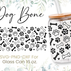 16 onças padrão de cachorro Libbey Glass Can Svg, Dog Glass Can Wrap Svg, Animal Print Svg, Beer Glass Can Svg, Libbey Wrap Svg, Svg Dxf Png Files, Cricut
