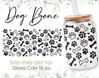 16 oz chien motif Libbey verre peut Svg, chien verre peut envelopper Svg, Animal impression Svg, bière verre peut Svg, Libbey Wrap Svg, Svg Dxf Png fichiers, Cricut