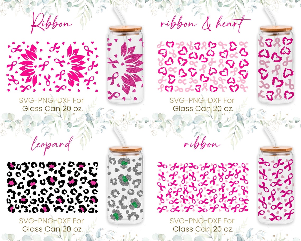 20oz Libbey Glass Can Svg Bundle, Leopard Pattern, Glass Can Full Wrap ...