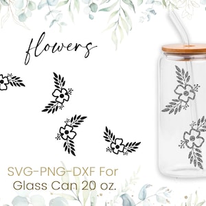 20oz Flower Libbey Glass Can Svg,Glass Can Full Wrap Svg,Beer Can Glass Svg, Floral Line Flower Svg,Seamless Full Wrap, Png,Svg,Cricut Files