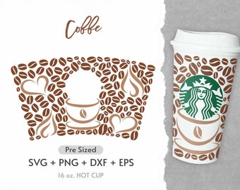 custom paper hot cups 16oz Coffee Beans Hot Cup Svg, Coffee Full Wrap Svg, Coffee Lover Svg,Pattern Svg, Coffee Drip Svg, Pre Sized Hot Cup, Cricut Cut Files