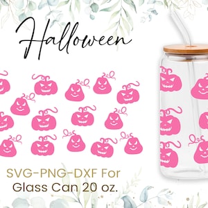 20oz Halloween Libbey Glass Can Svg, Fall Glass Can Wrap Svg, Pumpkin Svg, Coffee Glass Can Svg,Ghost Cutfile,Svg Png Files,Digital Download