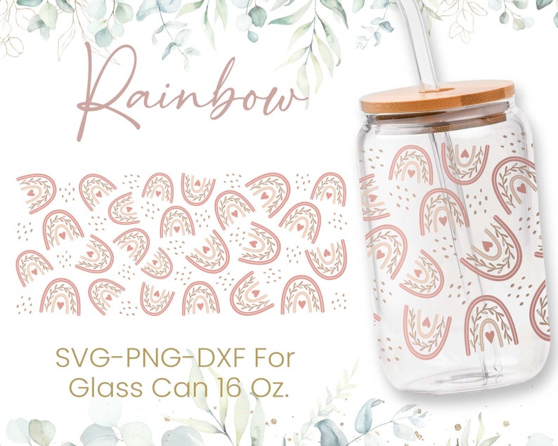 16oz Rainbow Libbey Glass Can Svg Glass Can Full Wrap Svg - Etsy
