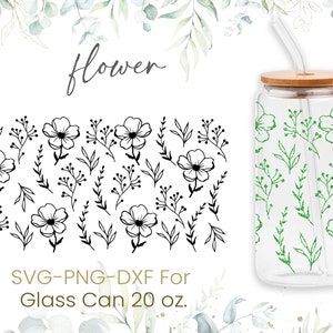 20oz Wildflower Libbey Glass Can Svg, Glass Can Full Wrap Svg, Beer Can Glass, Svg,Roses Coffee Glass Svg, Flower Full Wrap,Png,Cricut Files