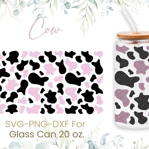 20 Unzen Kuh Muster Libbey Glas Dose, Kuh Print Glas Dose wickeln, AnimalPattern SVG, Kaffee Glas Dose, Libbey Wrap, Libbey Wrap, Cricut