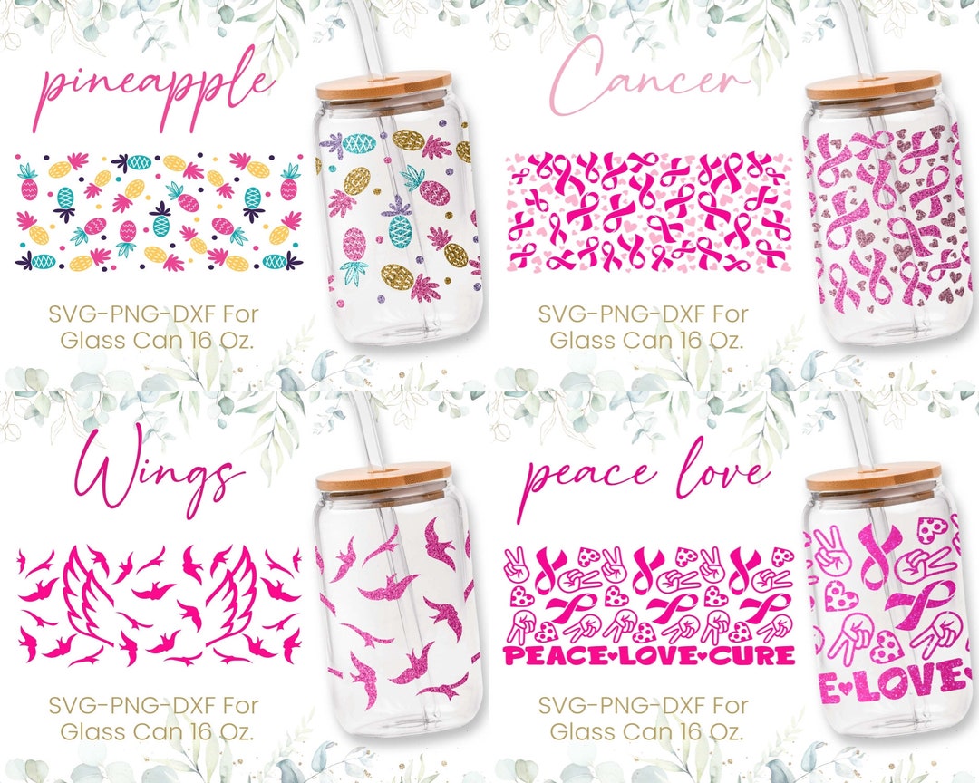 16oz Libbey Glass Can Svg Bundle, Glass Can Svg, Beer, Coffee, Pink ...