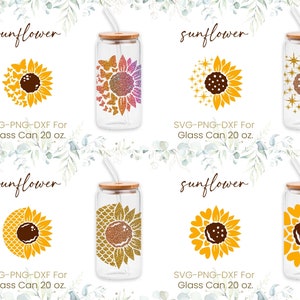 20oz Libbey Glass Can Svg Bundle,  Sunflower, Flower, Glass Can Full Wrap Svg, Beer Can Glass, Rose Coffee Glass, Svg, Line Full Wrap, Png