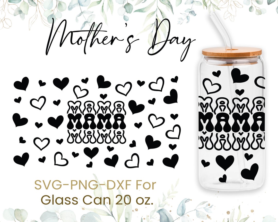 20oz Groovy Mama Libbey Glass Can Svg, Mom Libbey Can Wrap Svg, Flowers ...