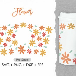 16oz Daisy  Hot Cup Svg, Full Wrap Hot Cup Svg, Daisy Svg, Flower Svg, Coffee Hot Cup Svg, Pre Sized Hot Cup, Svg,Png,Cricut Cut Files