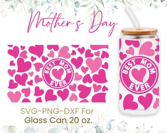 20oz Best Mom Ever Libbey Glass Can Svg, Mom Libbey Can Wrap Svg, Floral Svg, Mother Template, Beer Glass Can Svg, Coffee Glass Wrap, Png