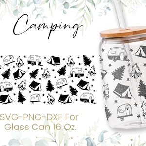 16oz camping Libbey glasburk svg, camping glasburk wrap svg, glad camper svg, utomhus glasburk svg, tält Libbey wrap svg, svg png-filer