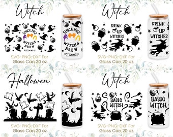 20oz Halloween Libbey Glass Can Svg Bundle, Ghost Glass Can Wrap Svg, Pumpkin Svg, Coffee Glass Can Svg, Cutfile,Png Files, Digital Download