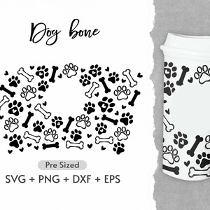 16oz Dog Print Hot Cup Svg, Hot Cup Svg, Dog Paw Svg, Full Wrap Dog Patroon Svg, Hond Svg, Dog Paw Hot Cup Svg, Koffie Hot Cup Svg, Cricut