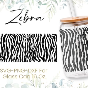 16oz Zebra Pattern Libbey Glass Can Svg, Glass Can Full Wrap Svg, Animal Pattern Svg, Leopard Print Svg, Shaped Beer, Svg, Png, Cricut Files