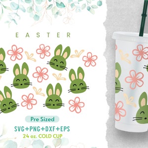 24oz No Hole Easter Bunny Cold Cup Svg, Rabbit Peeps, Bunnies, Candy, Eggs, Egg, Hunting Season, Seamless Full Wrap Svg, Svg,Png,Cricut