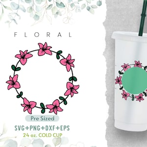 Full Wrap Floral para Café 24 onças Venti Cold Cup, Floral Full Wrap Svg, Floral Svg, Flores Svg, Primavera Svg, Verão Svg, Café Cold Cup Svg