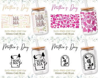 16oz Día de la Madre Libbey Glass Can Svg, Mejor mamá de todos los tiempos, Mamá Svg, Floral Svg, Mamá Svg, Cita positiva Vidrio Puede Envolver, Vidrio Puede Envolver Completo Svg