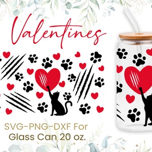 20oz Hearts Libbey Glass Can Svg Bundle, Glass Can Full Wrap Svg ...