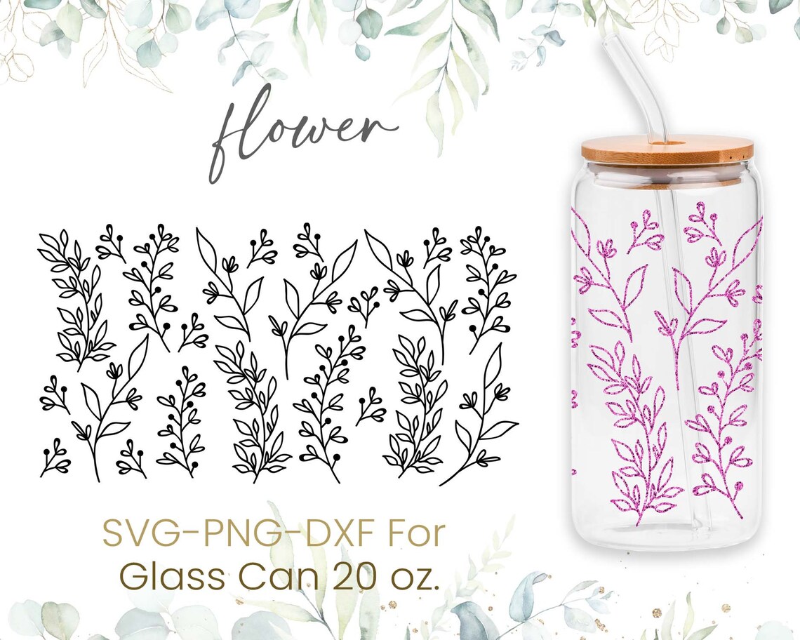 20oz Wildflower Libbey Glass Can Svg Glass Can Full Wrap Svg - Etsy