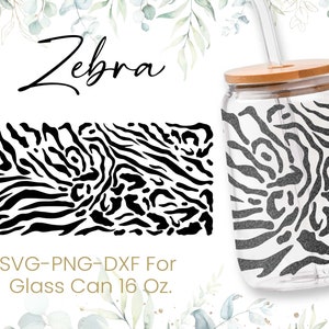 16oz Zebra Pattern Libbey Glass Can Svg, Glass Can Full Wrap Svg, Animal Pattern Svg, Leopard Print Svg, Shaped Beer, Svg, Png, Cricut Files