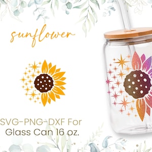 16oz Sunflower Libbey Glass Can Svg, Glass Can Full Wrap Svg, Floral Can Glass, Svg, Tulips Svg, Butterfly Seamless Full Wrap,Cricut Files