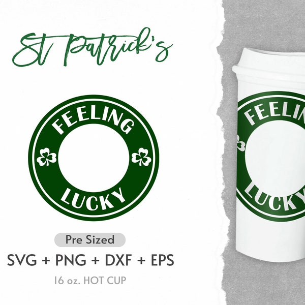 St Patrick’s Day Ring Svg Files For Cup, Feeling Lucky Svg, Coffee Hot Cup Wrap, St Patricks Day Ring, Circle Logo Border Wrap Hot Cup Svg