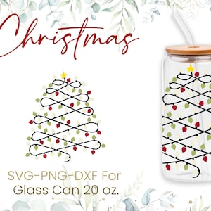 20oz Christmas Libbey Glass Can Svg, Christmas Light Glass Can Wrap Svg, Lights Svg, Winter Svg, Snowflake Svg, Libbey Wrap Svg, Svg Dxf Png