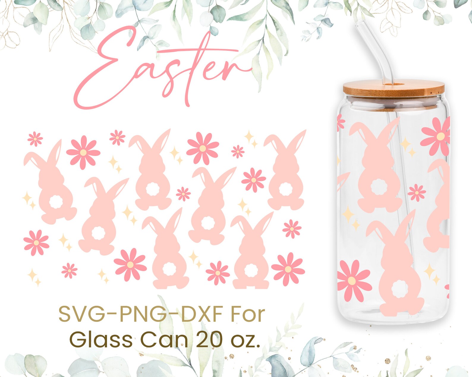 20oz Easter Bunny Libbey Glass Can Svg Bundle, Rabbit Peeps, Bunnies ...