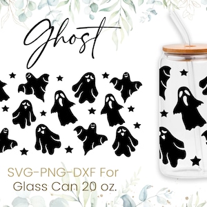 20oz Ghost Libbey Glass Can Svg, Fall Glass Can Wrap Svg, Pumpkin Svg, Coffee Glass Can Svg, Ghost Cutfile, Svg  Png Files, Digital Download