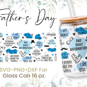 16oz Vaderdag Libbey Glas Kan Svg, Papa Dagelijkse Affirmaties Svg, Glas Kan Volledige Wrap Svg, Beste Vader Ooit, Papa Leven, Papa, Gevormd Bier, Png