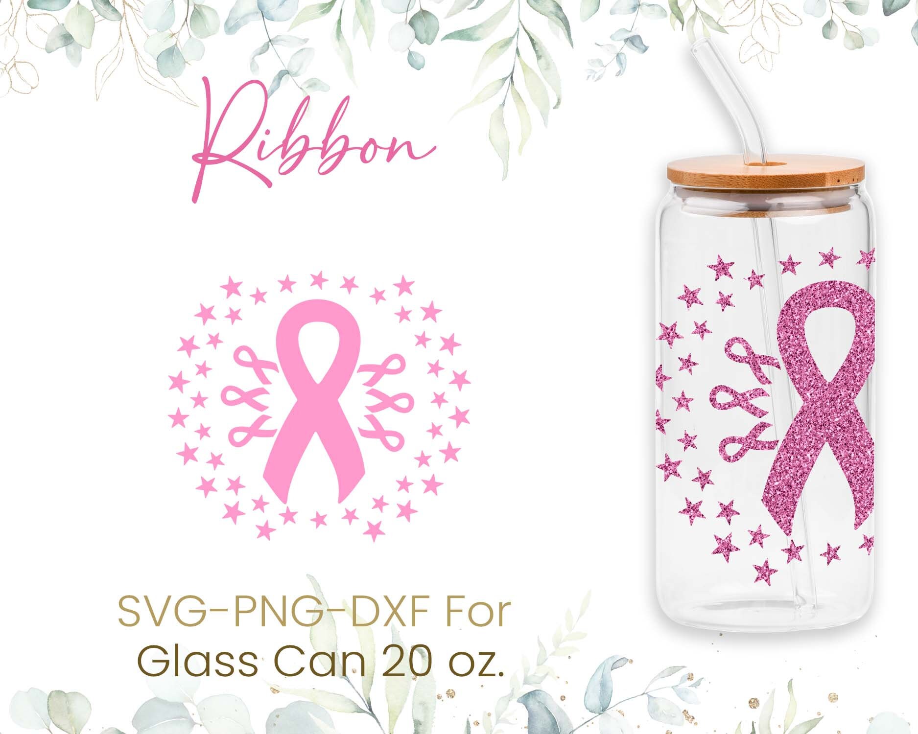 20oz Libbey Glass Can Svg Bundle, Breast Cancer, Glass Can Full Wrap ...